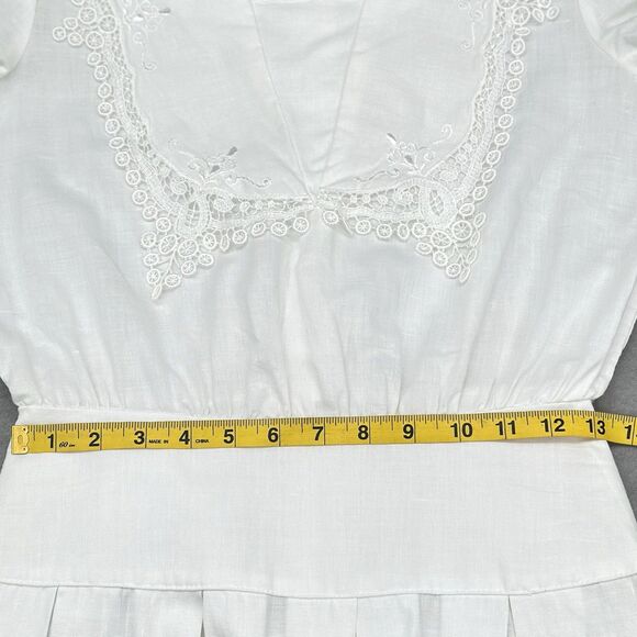 VTG Gunne Sax Dress Small White Midi Puff Sleeve Lace Cottagecore Prairie 1980s - Picture 14 of 16